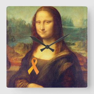 Horloge Carrée Mona Lisa With Orange Ribbon