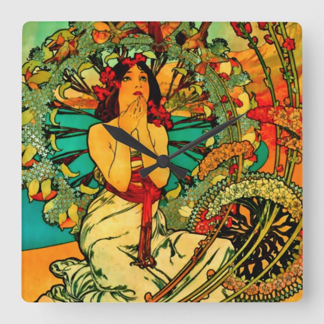 Horloge Carrée Monaco Monte Carlo Poster par Alphonse Mucha (Recto)