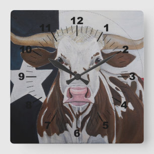 Horloge Carrée Monarque de la peinture de Rangeland par Alfred Fo