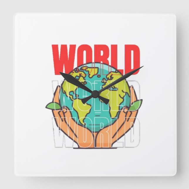 Horloge Carrée Monde – Conception de globe d'aventure de voyage (Recto)