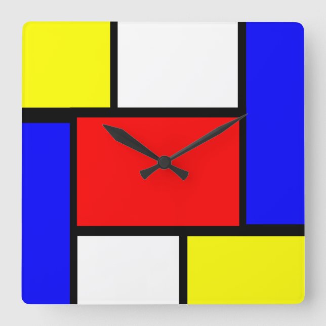 Horloge Carrée Mondrian (Recto)