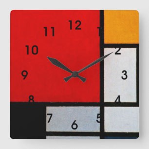 Horloge Carrée Mondrian - Composition with Large Red Plane