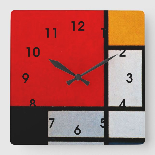 Horloge Carrée Mondrian - Composition with Large Red Plane (Recto)