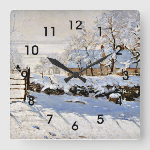 Horloge Carrée Monet - La Magpie, célèbre peinture
