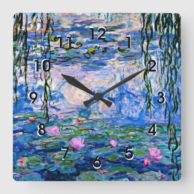 Horloge Carrée Monet - Water Lilies, 1919, célèbre peinture (Recto)
