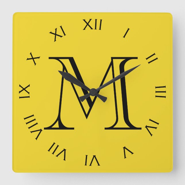 Horloge Carrée Mongram Black Roman Numbers (Recto)
