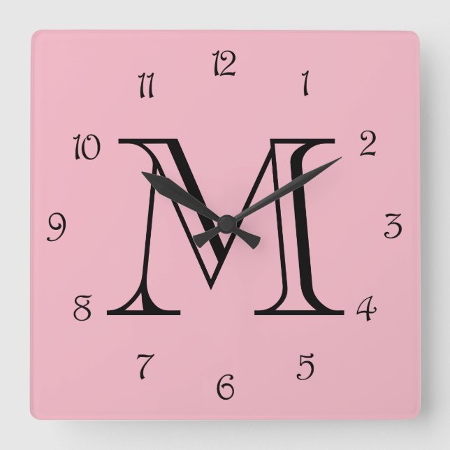 Horloge Carrée Mongram Black Script Numbers (Recto)