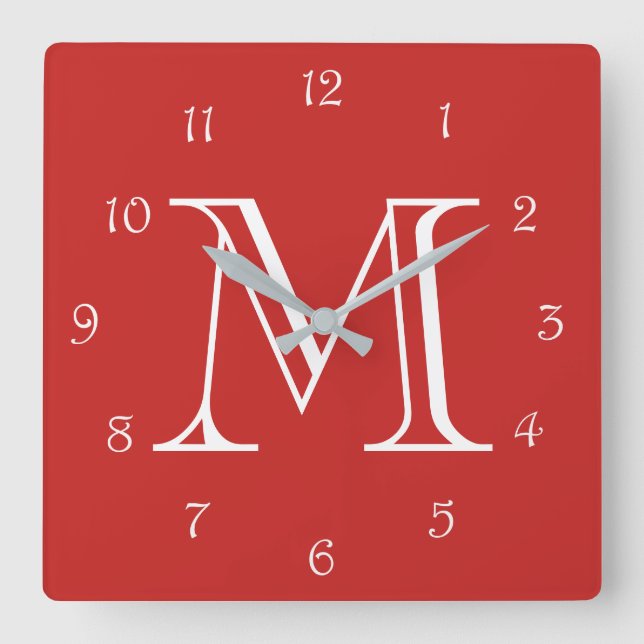 Horloge Carrée Mongram White Script Numbers (Recto)