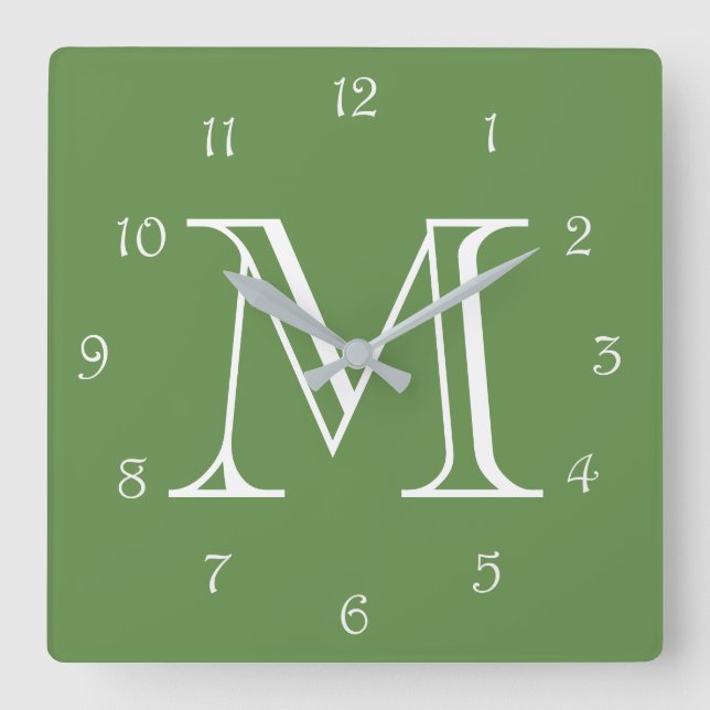 Horloge Carrée Mongram White Script Numbers (Recto)