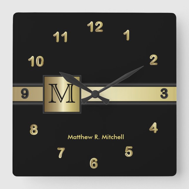 Horloge Carrée Monogram Classy Black and Gold Executive (Recto)