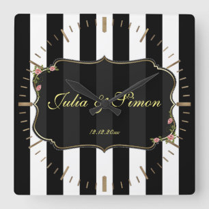 Horloge Carrée Monogramme d'or de coutume de conception de