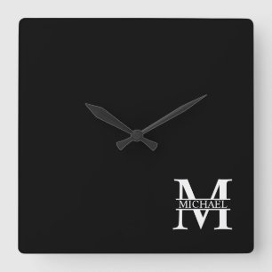 Horloge Carrée Monogramme et nom personnalisés
