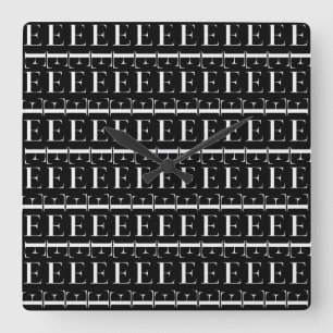 Horloge Carrée Monogramme Lettre initiale E, Choisir la couleur A