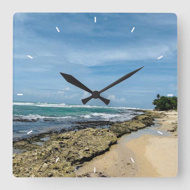 Horloge Carrée Monogramme rustique Farmhouse Custom (Recto)