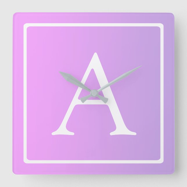 Horloge Carrée Monogramme simple | Ombre subtil rose/violet (Recto)