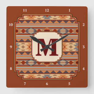 Horloge Carrée Monogramme Tan Design Sud-Ouest
