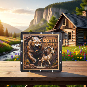 Horloge Carrée Montagne Scénique de la Chèvre Panthère