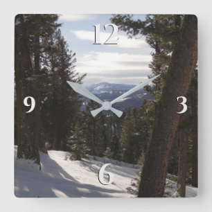 Horloge Carrée Montagnes de Madison en hiver dans le Montana