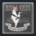 Horloge Carrée Monter et briller le coq<br><div class="desc">Rise & Shine Rooster. Artiste : Redstreake. ID d'image : 152147D.</div>