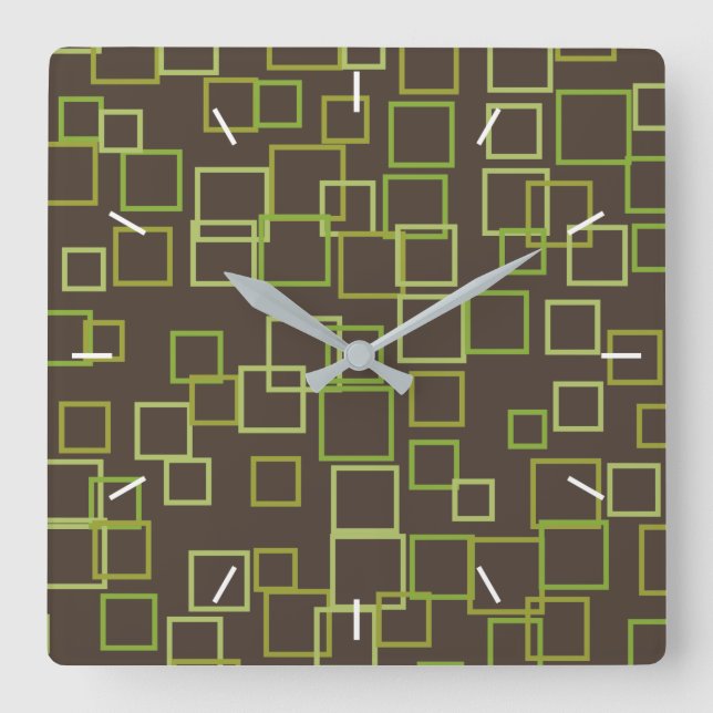 Horloge Carrée Montre Brown Vert Rétro (Recto)