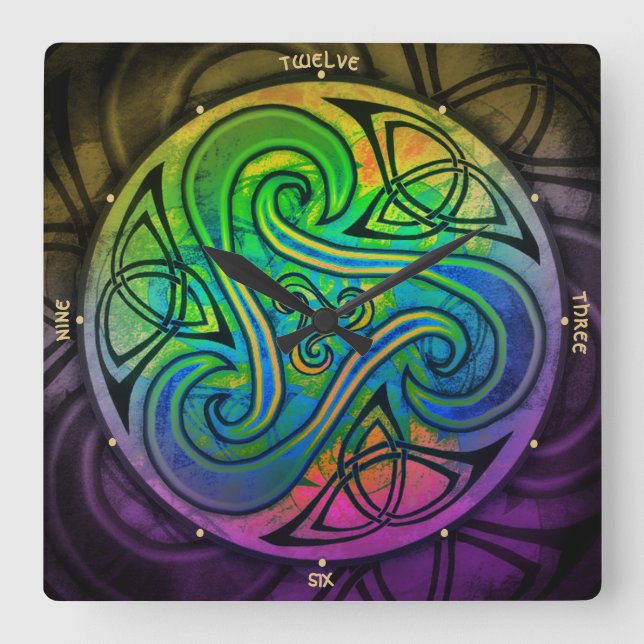 Horloge Carrée Montre Celtic Triskele (Recto)