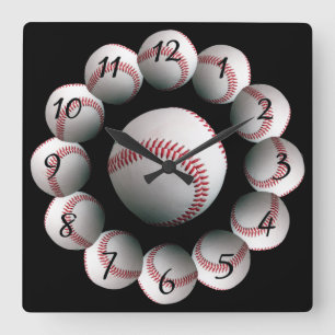 Horloge Carrée Montre de fond de baseball