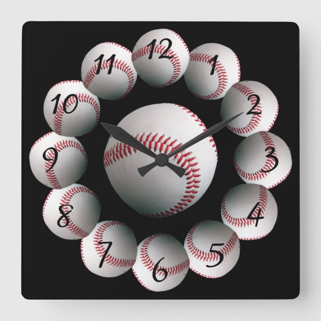 Horloge Carrée Montre de fond de baseball (Recto)