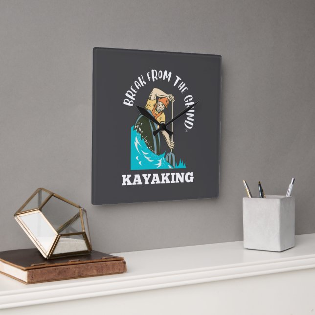 Horloge Carrée Montre Kayak (Blanc) (Bureau)