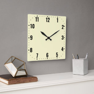 Horloge Carrée Montre Minimaliste Crème avec chiffres - Sans Cadr