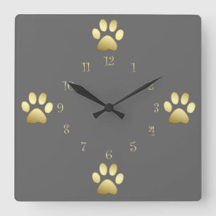 Horloge Carrée Montres murales des pattes de chien classiques