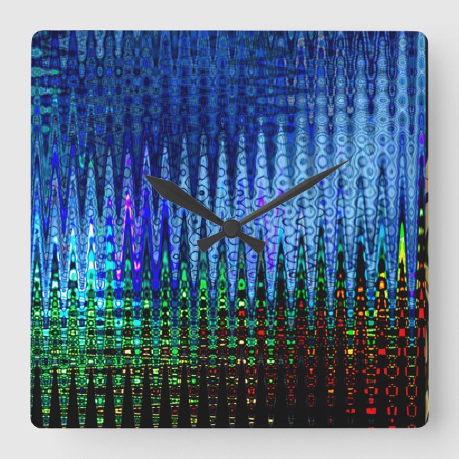 Horloge Carrée "Moon Lights"-blue abstract clock (Recto)