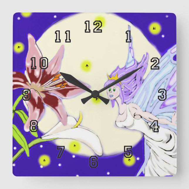 Horloge Carrée Moonlit Pixie Wall Clock (Recto)