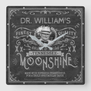 Horloge Carrée Moonshine Vintage Hillbilly médecine Custom Grey