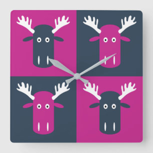 Horloge Carrée Moose Head Pop Art wall clock