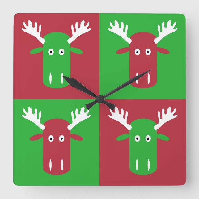 Horloge Carrée Moose Head Pop Art wall clock (Recto)