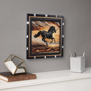 Horloge Carrée Morgan Beach Race : Charred Wood Art