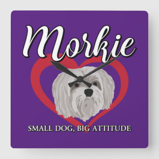 Horloge Carrée Morkie - Petit chien, grande attitude - 3
