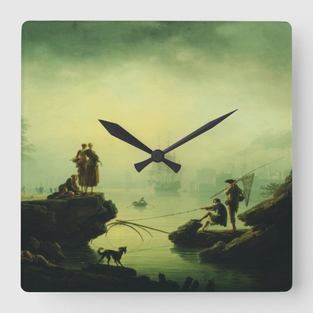 Horloge Carrée Morning Fog at sea by Joseph Vernet  (Recto)