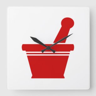 Horloge Carrée Mortar & Pestle