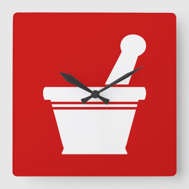 Horloge Carrée Mortar & Pestle (Recto)