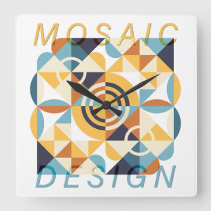 Horloge Carrée Mosaic Art Motif