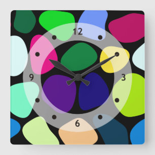Horloge Carrée Mosaïque en pierre plate colorée I + vos idées