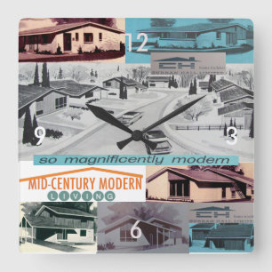 Horloge Carrée Mosaïque moderne des années 60