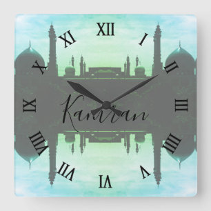 Horloge Carrée Mosquée de Fatima de Qom en Iran vintage