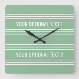 Horloge Carrée Moss Green Stripes custom wall clock