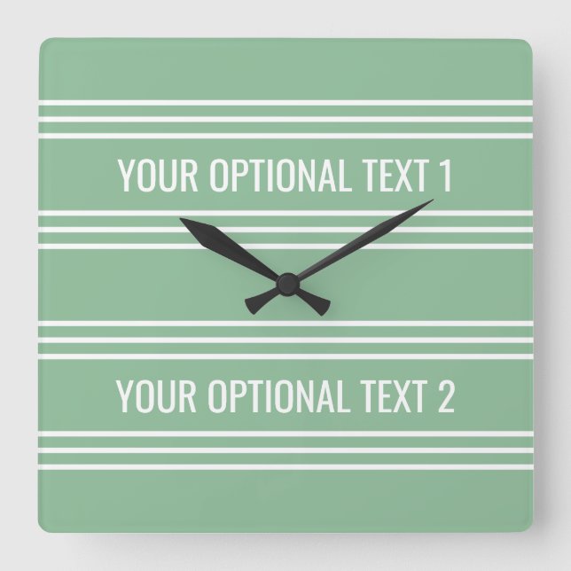 Horloge Carrée Moss Green Stripes custom wall clock (Recto)