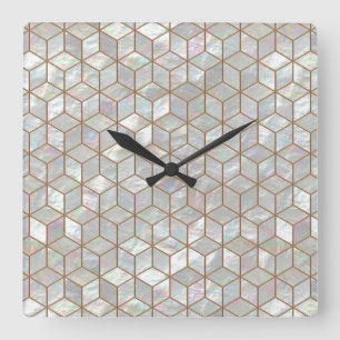 Horloge Carrée Mother Of Pearl Tiles