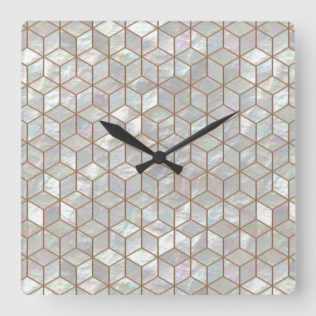 Horloge Carrée Mother Of Pearl Tiles (Recto)