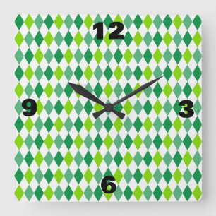 Horloge Carrée Motif-54603 en forme de diamant de la Saint Patric