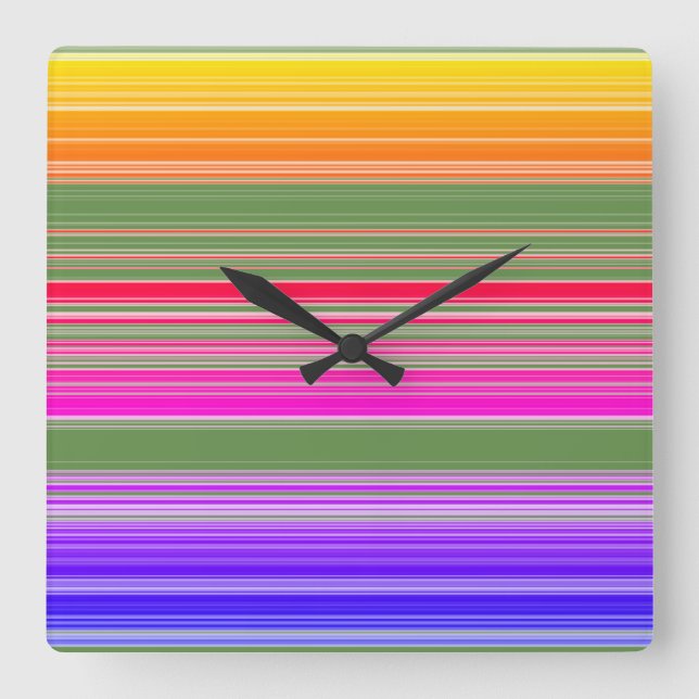 Horloge Carrée Motif à bandes multiples (Recto)